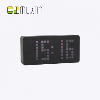 Luxury electronic wooden alarm clock MT1128B black wood white display
