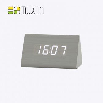 Mini electronic wooden alarm clock MT1168 white wood white display