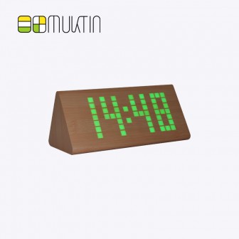Luxury electronic wooden alarm clock MT1118  bamboo and wood green display