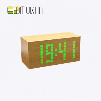 Luxury electronic wooden alarm clock  MT1118 bamboo and wood green display