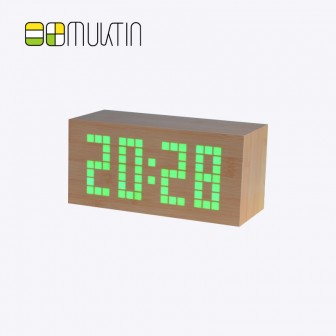 Luxury electronic wooden alarm clock MT1128A bamboo and wood green display
