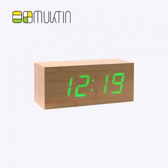 Luxury electronic wooden alarm clock MT1148 bamboo and wood green display