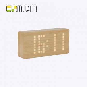 Luxury electronic wooden alarm clock MT1128B bamboo and wood white display