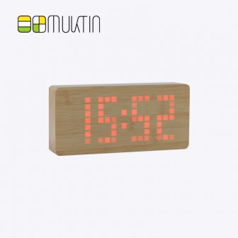 Luxury electronic wooden alarm clock MT1128B bamboo wood red display