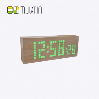 Luxury electronic wooden alarm clock MT1108A bamboo and wood green display